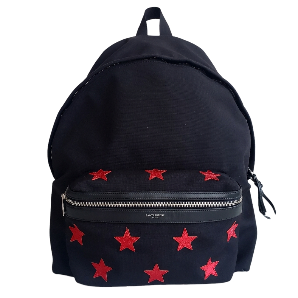 SAINT LAURENT Paris Black Canvas Stars City Backpack YSL